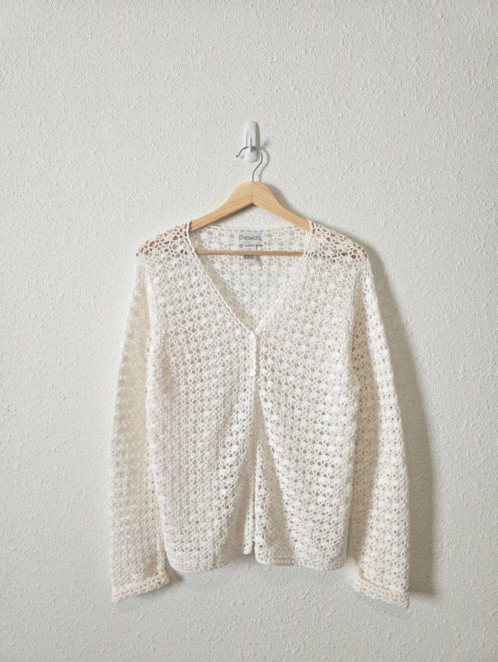 Vintage Crochet Knit Button Front Cardigan S